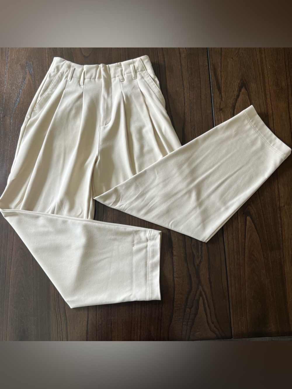 Free People Cream Pleated Pants - 0